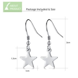 CERSLIMO Silver Drop Earrings for Girls Women - Star Dangle Earrings, Sterling Silver Dangly Earrings | Hypoallergenic Earring Jewellery Birthday Chritsmas Gifts