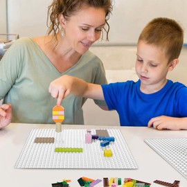 Lekebobor Classic Baseplates Building Base Plates for Building Bricks 100% Compatible with Major Brands-Baseplates 10" x 10", Pack of 4, White