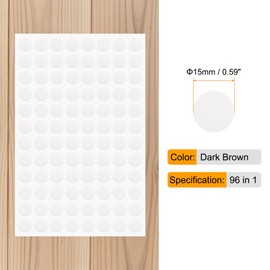 HARFINGTON 2 Sheets Screw Hole Covers Stickers 15mm 96 in 1 Self Adhesive Screw Covers Caps Waterproof Dustproof Sticker PVC for Wall Cabinets Desk Screws Furniture Repairing, White
