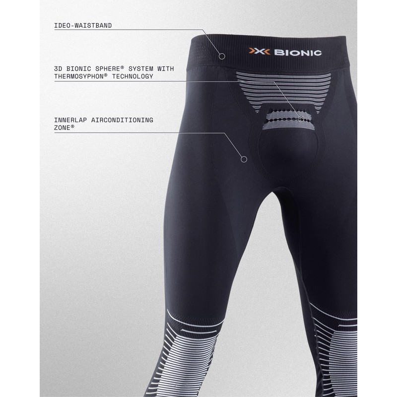 X-Bionic Energizer 4.0, Pantaloni Funzionali 3/4 Uomo, Opal Black/Arctic White,