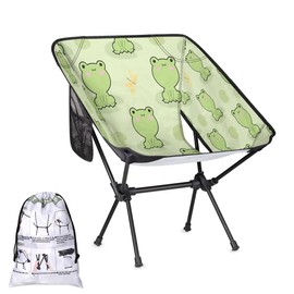 Cute Frog Camping Chairs for Adults Ultralight Folding Chairs Outside Portable Camp Backpacking Chair with Side Pocket Storage Bag Compact Beach Chairs for Hiking Fishing