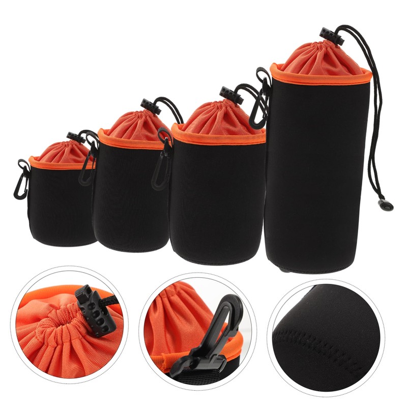 COHEALI 4pcs Camera Lens Pouches Durable Storage Bags with Drawstring