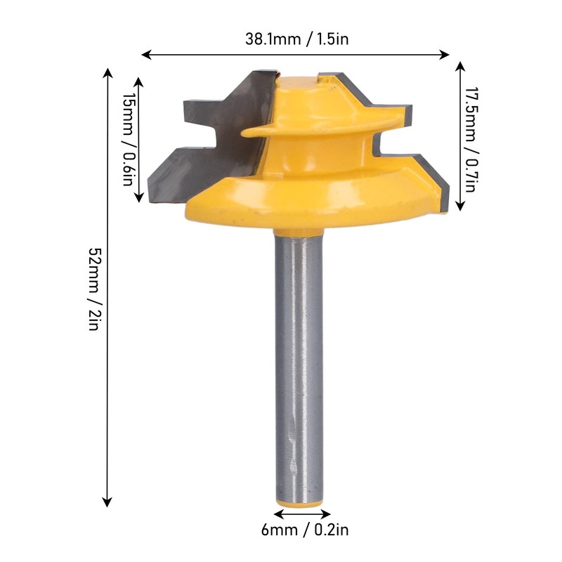 Lock Miter Router Bit 6mm Shank 45 Degree Wood Cutter