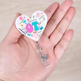Funny OT Badge Reel | Retractable ID Card Occupational Therapist Badge Holder | Name Tag Medical Work Badge Clip for Occupational Therapy RN LPN CNA MA Nurse Doctor | Coworker Gifts | Acrylic