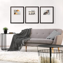 Instapoints Gallery Wall 8x10 Picture Frame Set with Hanging Template, Set of 3, Black