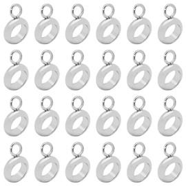 60pcs Column Spacer Beads Bail Tube Beads Column Bail Beads Stainless Steel Hanger Links Ring Hanger Dangle Connector Links for Pendant Bracelet Necklace Jewelry Making(4mm Inner Diameter,White K)