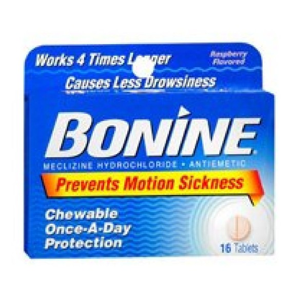 Bonine Chewable Tablets for Motion Sickness, Raspberry 16 ea (Pack of 9)