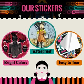 Y-times Horror Survival Game Stickers Pack, 50PCS Waterproof Vinyl Candy Challenge Game Decals, K-Drama Stickers for Laptop, Phone, Water Bottle, Scrapbook (Style2)