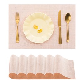 BACKTOEDEN - Juego de 6 manteles individuales resistentes al calor, lavables, lavables y antideslizantes, plegables de vinilo/plástico, para interiores y exteriores, para cocina, mesa de comedor