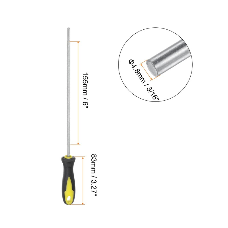HARFINGTON Diamond Chainsaw File 3/16"(4.8mm) 80 Grits High Hardness Round