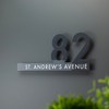 Gloss Grey Contemporary Cut Out Modern House Number Sign Printed