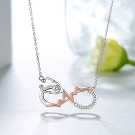 SCZKLAQ Stethoscope Nurse Necklace for Women 925 Sterling Silver Stethoscope Necklaces Medical Students Nurse Jewelry for Women Nurse Gifts