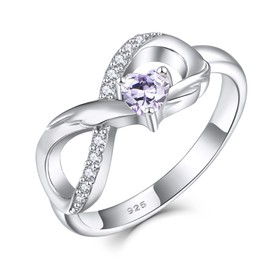 STARCHENIE Infinity Promise Ring 925 Sterling Silver Angel Wings Heart Alexandrite Ring for Women Size 10