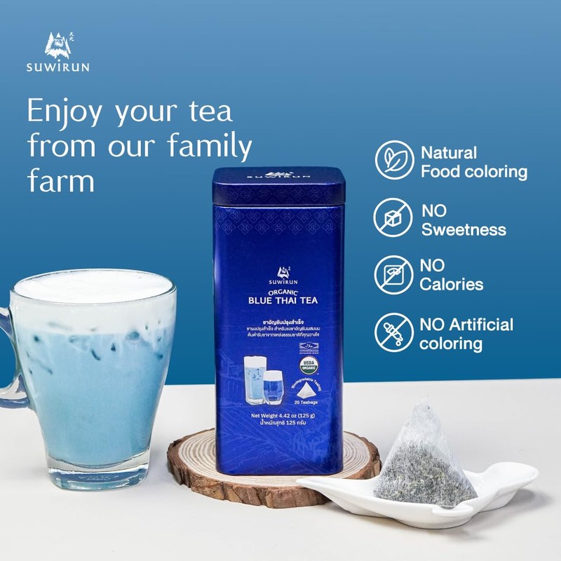 Suwirun Organic Blue Thai Tea 25 Bags – Naturally Blue