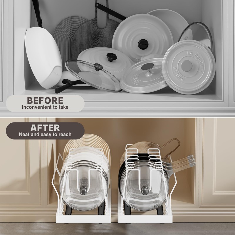 Magheo Pots and Pans Organizer Under Cabinet, 22" Deep Expandable