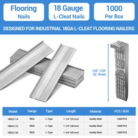 meite 18 Gauge Flooring Nails, 1-1/2 Inch 18GA L-Cleat Nails Flooring Nails for Softwood Installation, Less Splitting, Compatible with 18GA Flooring Nailers (1000 Counts)