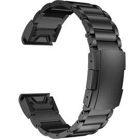 MaKTech Titanium Band for Garmin,22mm Quick Release Metal Bracelet Strap with Tortoise Buckle,for Garmin Fenix 7/6/5/EPIX 2 (Black)