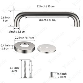 4 Pack 12 Inch Shower Grab Bars, YuanDe Brushed Nickel Stainless Steel Bathroom Wall Grab Bar Handle, Shower Balance Bar, Safety Hand Rail Support, Handicap Elderly Senior Bath Grab Handle(1" Tube)