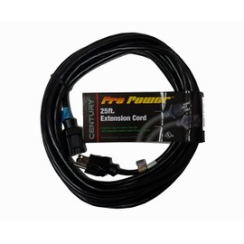 Century Pro 16 Gauge SJTW 3 Conductor 25 Foot Extension Cord - Black