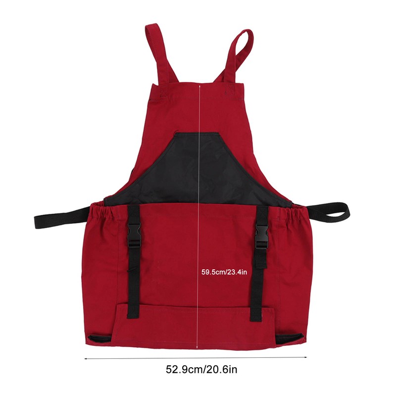 Gardening Apron Dark Red 210D PVC Waterproof Fabric Regulable Straps