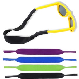 Weewooday 4 Pcs Toddler Baby Glasses Strap Nonslip Glasses Lanyard Wide Strap Eyewear Retainer (Black, Blue, Green, Purple)