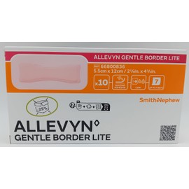 Allevyn Gentle Border Lite 5.5cm x 12cm - Box of 10 | Soft and Flexible Foam Dressings | Advanced Wound Care