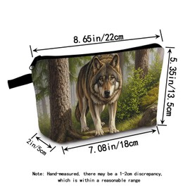 MoCaliduccious Wolf Print Cosmetic Bag Bold Wilderness Design Makeup Organizer Adventure Travel & Daily Essentials Pouch Unique Gift for Camping Enthusiasts/Nature Lovers