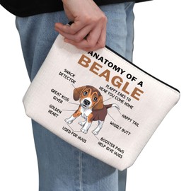 Beagle Lover Gift Anatomy of A Beagle Makeup Bag Beagle Owner Cosmetic Bag Beagle Mama Gift Dog Lover Gift Dog Mom Zipper Travel Pouch (Anatomy of A Beagle)