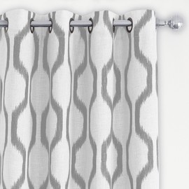 Elrene Home Fashions Renzo Ikat Geometric Linen Room Darkening Window Curtain Panel, 52" x 84" (1 Panel , Light Gray)