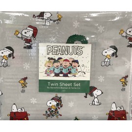 Berkshire Blanket & Home Co Peanuts Christmas Winter Themed Sheet Sets (Grey - Ringing Bell, Twin)