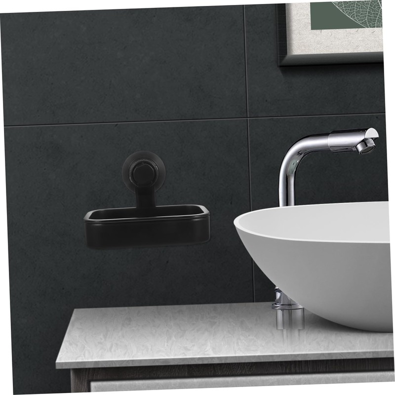 IWOWHERO Suction Cup Soap Dish Holder Black Suction for Shower