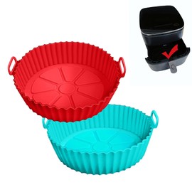Solala - Juego de 2 forros de silicona para freidora de aire de 5 cuartos o más grande (rojo + azul)