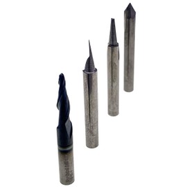 Engraving Wood Carving Router Bit Set - 4pcs 15°,20°,60°, Tapered Angle Ball Nose (r 1.0mm) - Solid Carbide - 1/4” Shanks - USA Veteran Owned
