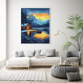 Paint by Numbers Kit for Adults Beginner, Landscape Easy Adult Paint by Number Kits on Canvas, DIY Acrylic Watercolor Oil Paint by Number for Adults Teens for Home Decor Gift 16x20 Inch