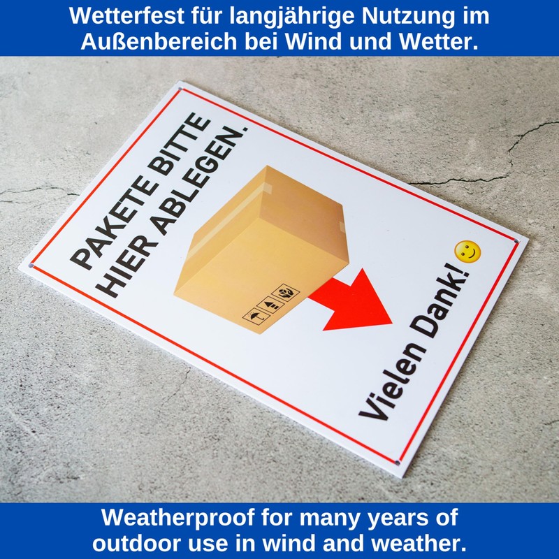 Sign "PAKETE BITTE HERE ABGEN. VIELEN DANK!", 1 piece, 30