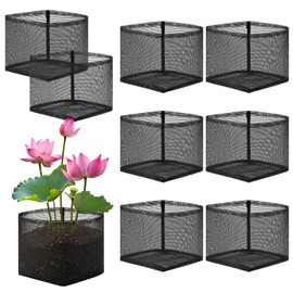 8 Pcs Pond Plant Baskets, Square Reusable Aquatic Planting Bags Breathable Mesh Garden Water Plant Pot for Water Lily Gladiolus Bog and Terrestrial Plants (7 Inch)