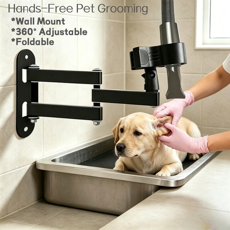 Pet Hair Dryer Wall Mount Stand Hose Tube Holder: Hands-Free