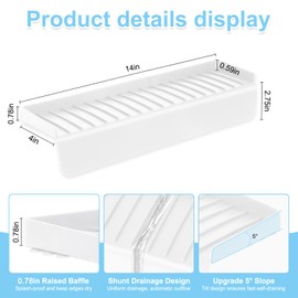 Silicone Faucet Splash Guard 4" x 14", Faucet Water Catcher Mat, Longer Silicone Sink Mat for Kitchen, Bathroom, Laundry Room, Farmhouse for Quartz Kitchen Sink（Transparent White）