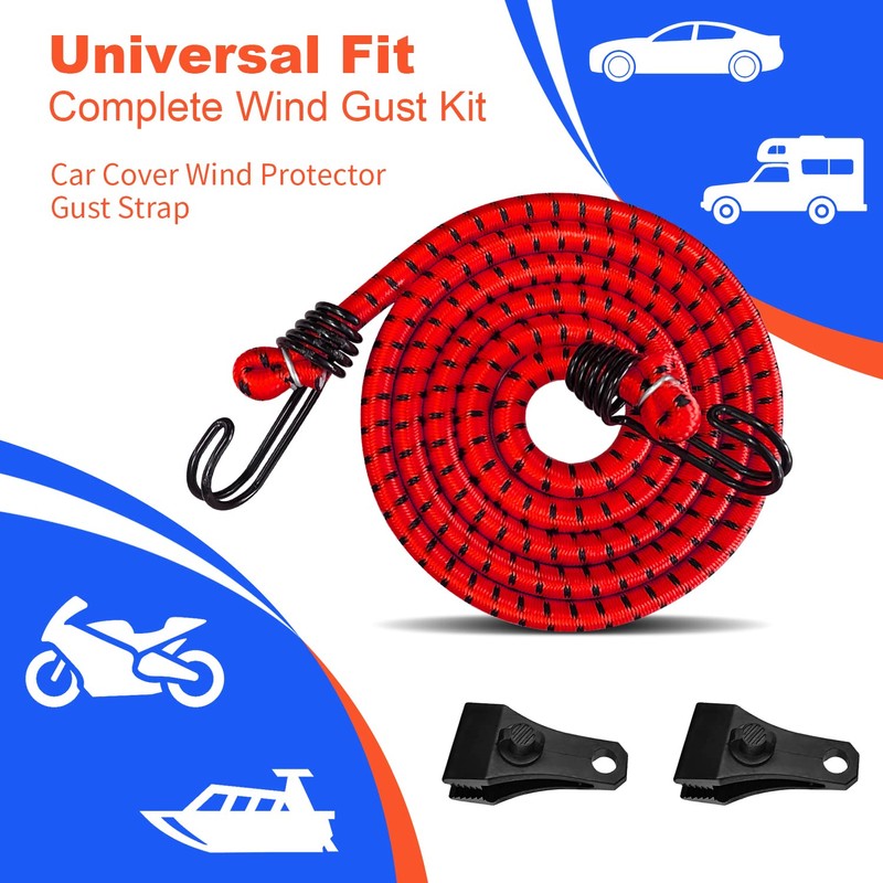 Hlogree 2PCS Car Cover Gust Straps Wind Protector,Bungee Cords Hook