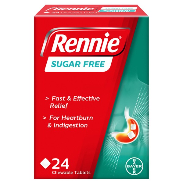 Rennie Sugar Free Heartburn & Indigestion Relief, 24 Tablets