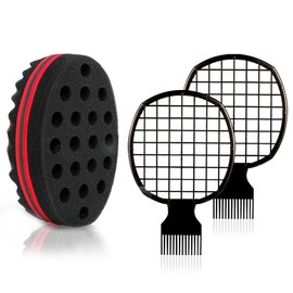 3 Pcs Afro Twist Upgrade Set: Hair Sponge Double-sided and 2 Twist Comb