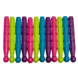 Plastic Dolly Pegs For Washing Line | Heavy Duty Dolly Laundry Washing Pegs | Plastic Clothes Pegs for Washing Line | Strong Assorted Colours Plastic Pegs for Clothes (12)