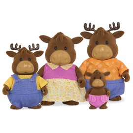 Li'l Woodzeez Moose Family Set – Vanderhoof Moose with Storybook – 5pc Toy Set with Miniature Animal Figurines – Family Toys and Books for Kids Age 3+