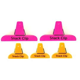 5pc ALAZCO Neon Colors Value Set Clips, 2 Large & 3 Small Bag Chips Clips SNACK Bar Party Kitchen Pantry Sturdy Spring Clip