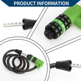 Hihaha Bicycle Lock/Extended Bicycle Padlock Cable Lock Spiral Lock for Mountain Bike/Heavy Duty Resettable 5 Digit Bike Lock 122cm / 1 Set Black Green
