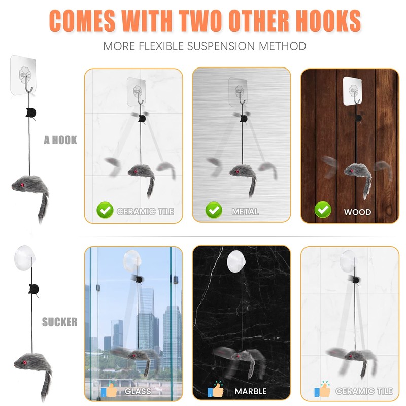 FYNIGO 2 Pcs Self Play Hanging Door Cat Mouse Toys