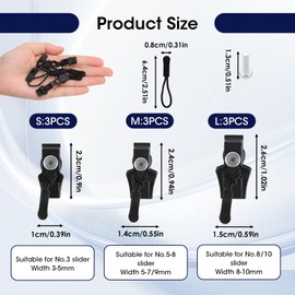 9 PCS Zip Repair Kit 3 Sizes Replacement Zipper Puller Instant Zipper Fixer Slider Removable Universal Zip Replacement for Luggage Backpacks Coats Jackets Jeans Sewing - Black