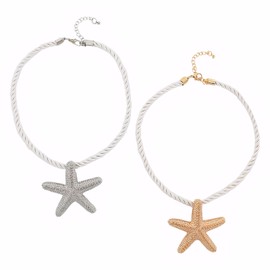 Xorim 2PCS Starfish Necklace, Elegant Beach Necklace, Fashionable and Chic Beach Holiday Party Jewelry, Adjustable for Women