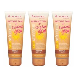 3 x 125ml Rimmel Sun Shimmer Instant Tan + Gradual Glow (Medium Matte)