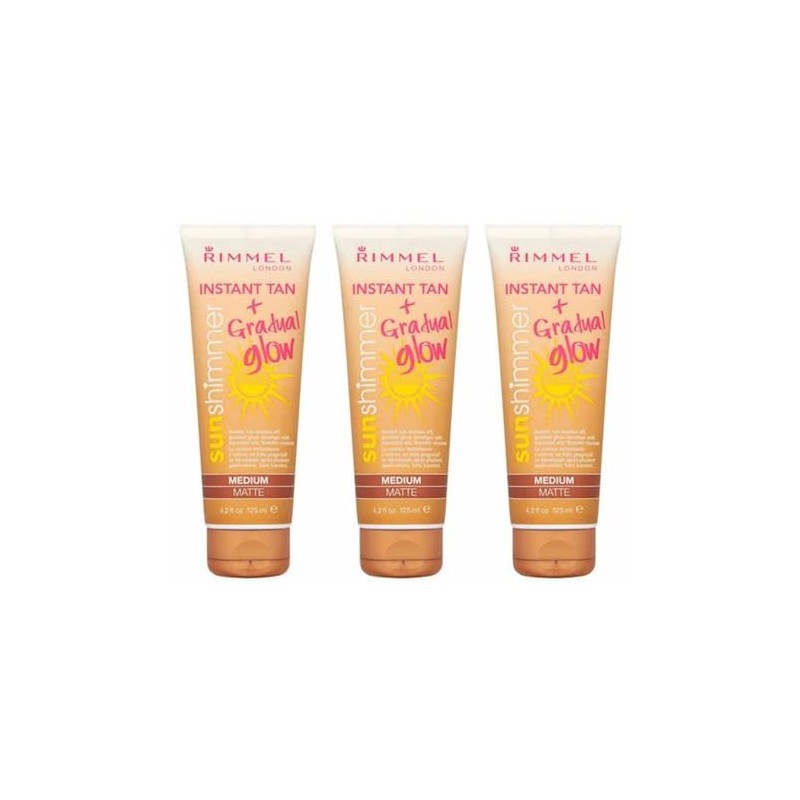 3 x 125ml Rimmel Sun Shimmer Instant Tan + Gradual